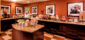 a room with a counter with many items on it at Hampton Inn & Suites Tampa-North in Tampa