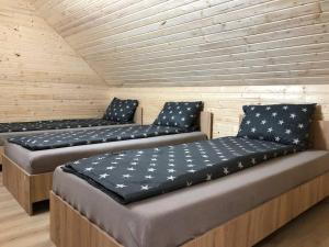 een kamer met 2 bedden in een sauna bij Cabana Valisoara in Vălişoara