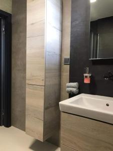 Milovice的住宿－Ubytování SR，浴室设有白色水槽和镜子