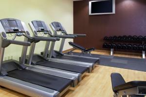 希布倫的住宿－辛辛那提機場希爾頓逸林酒店，健身房设有三台跑步机和跑步机