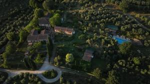 an aerial view of a mansion in the forest at Il Palazzo - Agriturismo, Winery in Arezzo