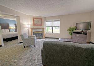 a living room with a couch and a television at All Season Suites in Pigeon Forge