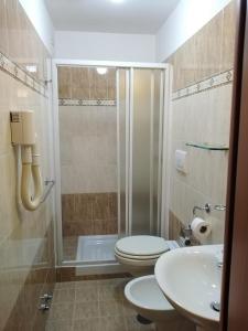 a bathroom with a shower and a toilet and a sink at Appartamento Privato Simone in Rome