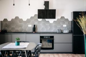 Kuchyň nebo kuchyňský kout v ubytování Apartments Muller