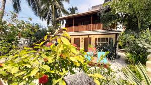 a house with a lot of plants in front of it at Amanda's Place Yellow Studio - Pool and Tropical garden in Caye Caulker
