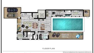 a floor plan of a villa with a swimming pool at Marine On Marine Newell Beach in Newell Beach