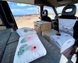 two pillows are sitting in the back of a van at Discovery Tenerife in San Miguel de Abona