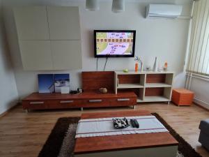 Televízia a/alebo spoločenská miestnosť v ubytovaní 2 izbový byt