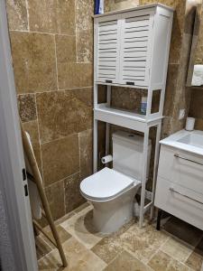 een badkamer met een toilet en een wastafel bij Studio au coeur de la montagne in Thollon