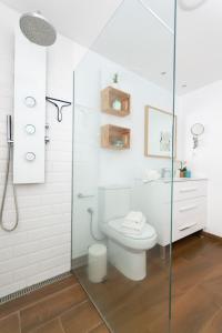 ラ・プラヤ・デ・アルグイネグインにあるAmplio apartamento recién reformadoのバスルーム(トイレ、ガラス張りのシャワー付)
