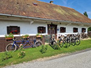 a group of bikes parked outside of a building at Homestay Kapl in Ledinek