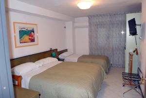 a hotel room with two beds and a television at Hotel Sole in Giulianova
