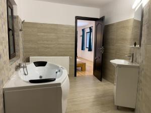 Koupelna v ubytování Pensiunea Poiana Izvoarelor + 123 fotografií