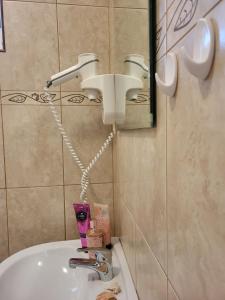 La salle de bains est pourvue d'un lavabo et d'un miroir. dans l'établissement Apartments Lalević, à Donji Morinj