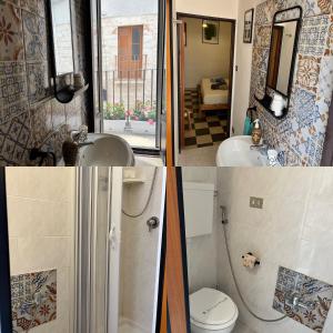 2 fotos de un baño con aseo y lavabo en Appartamento Domarì en Turi