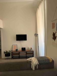 a living room with a couch and a flat screen tv at Colosseo Living Suites in Rome