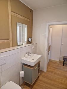 a bathroom with a sink and a mirror at Rebhaus Adams in Moselkern