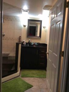 bagno con lavandino e specchio di Spacious Light & Bright Private Apartment a Great Falls