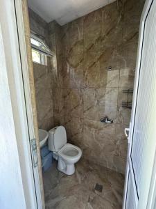 un bagno con wc e doccia di Zuri Kvariati a Kvariati