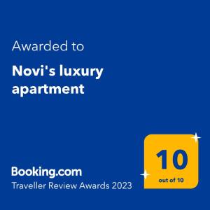 Certifikát, ocenenie alebo iný dokument vystavený v ubytovaní NOVI's Luxury Apartment 2