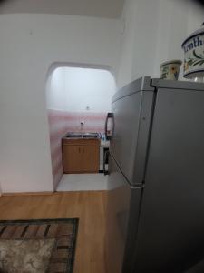 a kitchen with a refrigerator in a room at Centar Apartment in Gevgelija