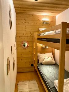 Habitación con literas en una cabaña en Appartement rénové 2 chambres vue pistes parking privatif, en Les Orres