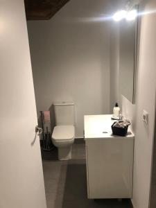 a white bathroom with a toilet and a sink at Apartamento centro Santander A in Santander