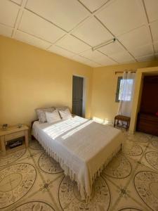 ein Schlafzimmer mit einem großen Bett in einem Zimmer in der Unterkunft Appartement indépendant et équipé in Tolagnaro