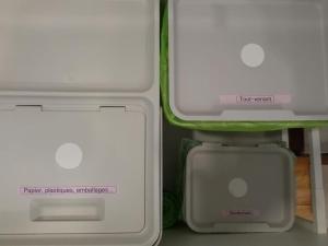 two white boxes are sitting next to each other at Cosy petit appartement in Gignac