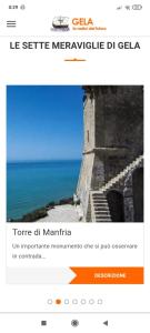 a screenshot of a website with a picture of a lighthouse at La dimora dei Mori Gela in Gela