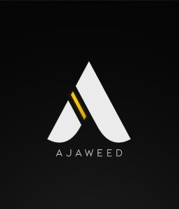 a black and yellow logo with a letter a and aved at أجاويد Ajaweed in Salalah