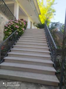una escalera que conduce a una casa con flores en La casa di Fofo' e Ninetta en San Vito Chietino