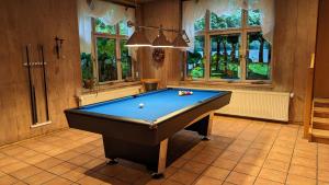 a billiard room with a pool table in it at Naturhotel Forsthaus in Annaberg-Buchholz