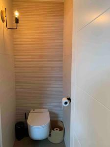 ein Bad mit einem WC und einer Rolle Toilettenpapier in der Unterkunft Studio des Charmes 