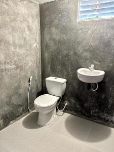 a bathroom with a toilet and a sink at Lake House Homestay in Anuradhapura