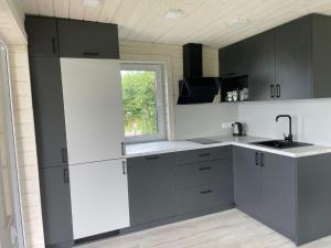 Kuchyň nebo kuchyňský kout v ubytování Tiny house aan het water op de appelhof + 11 fotografií
