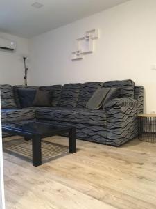 a living room with a couch and a coffee table at Art De Lux apartment in Višnjan