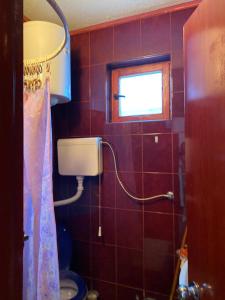 ein Bad mit einem WC und einem Fenster in der Unterkunft Victory Apartments in Sutomore