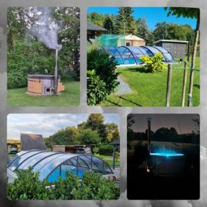 a collage of pictures of plants and domes at ferienhaus-am-scharmützelsee in Wendisch Rietz