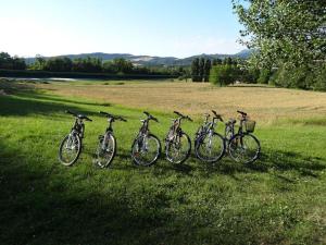 a group of bikes parked in a field at Yourte in Aouste-sur-Sye