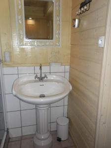 a bathroom with a sink and a mirror at GITE LA FERMETTE A DOCELLES in Docelles