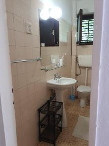 łazienka z umywalką i toaletą w obiekcie Apartments Andjus w miejscowości Sveti Stefan