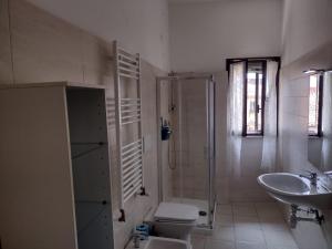 ein Bad mit einer Dusche, einem WC und einem Waschbecken in der Unterkunft Stefy's rooms in Venedig