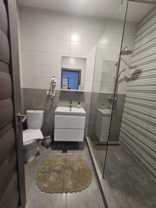 a bathroom with a toilet and a sink and a shower at Summer Crib Mamaia-Sat in Mamaia Sat/Năvodari +17 photos