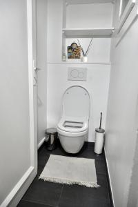 a bathroom with a white toilet in a room at Eiffel Tower Appartment in Paris