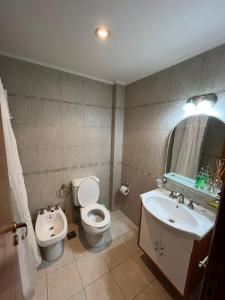 La salle de bains est pourvue de toilettes, d'un lavabo et d'un miroir. dans l'établissement Dpto Excelente zona, à La Plata