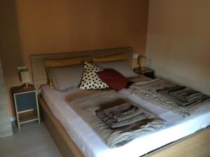 een bed met twee kussens in een kamer bij Al Borgo Appartamento in Venzone