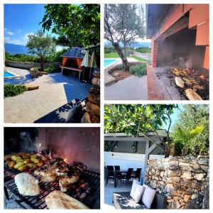un collage de fotos con una parrilla y una casa en House Erika, en Šilo