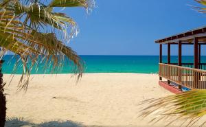 a beach with a building and the ocean at SeaView Nicotera Marina in Nicotera Marina