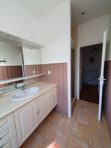 a bathroom with a sink and a mirror at Maison à 400 m du vieux port in La Rochelle